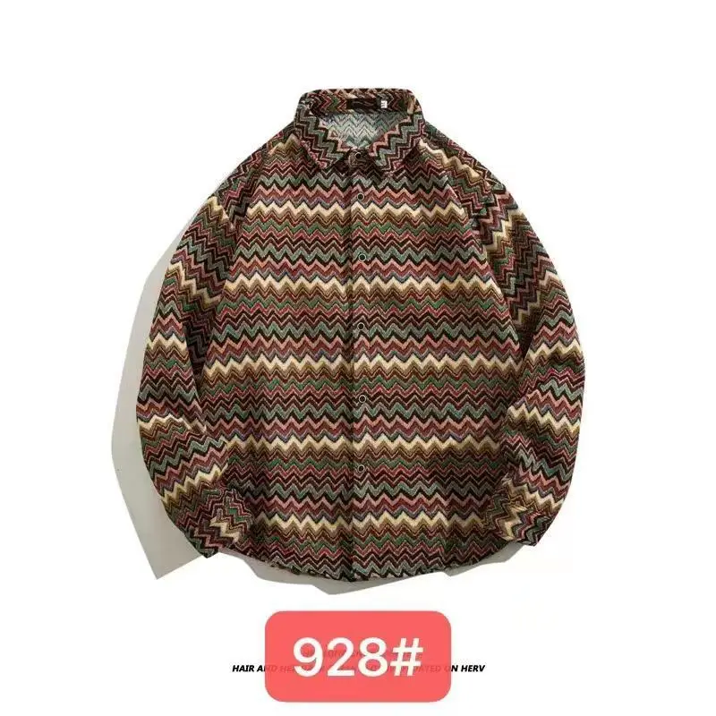 Men's Cuban Print Long Sleeve Jacket Autumn Winter