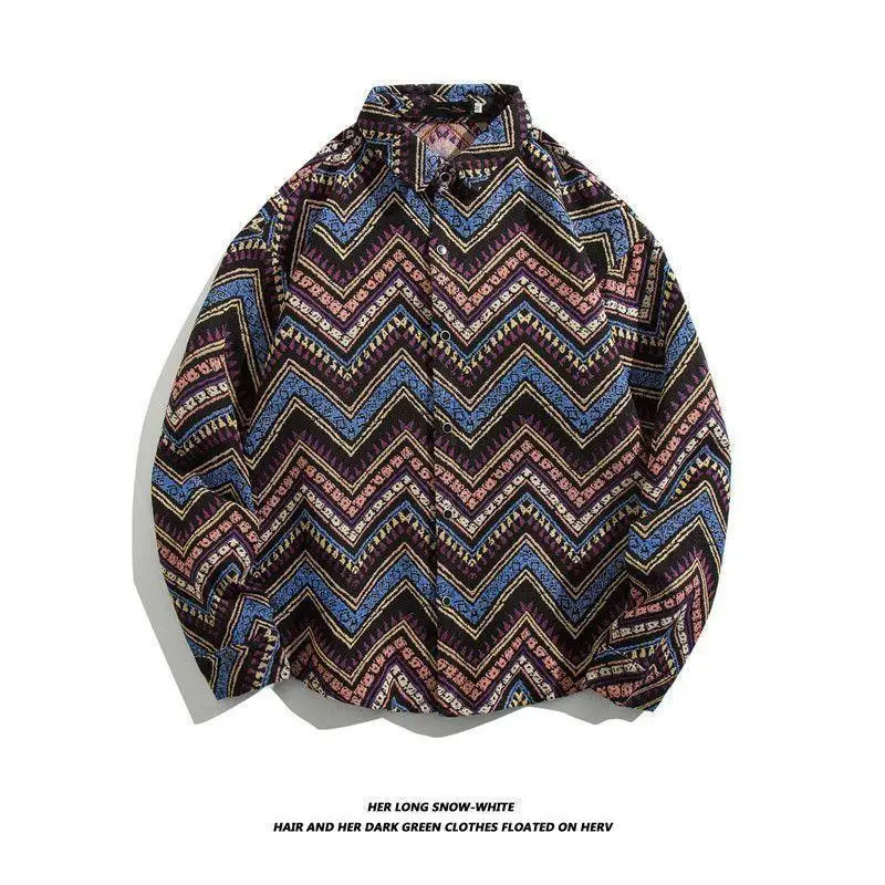 Men's Cuban Print Long Sleeve Jacket Autumn Winter