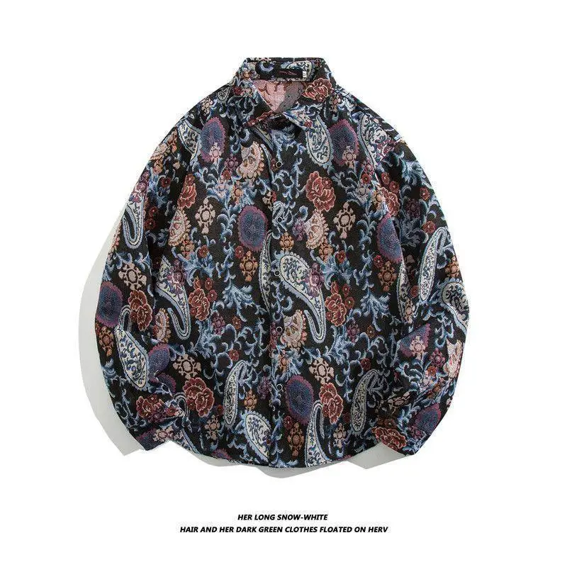 Men's Cuban Print Long Sleeve Jacket Autumn Winter