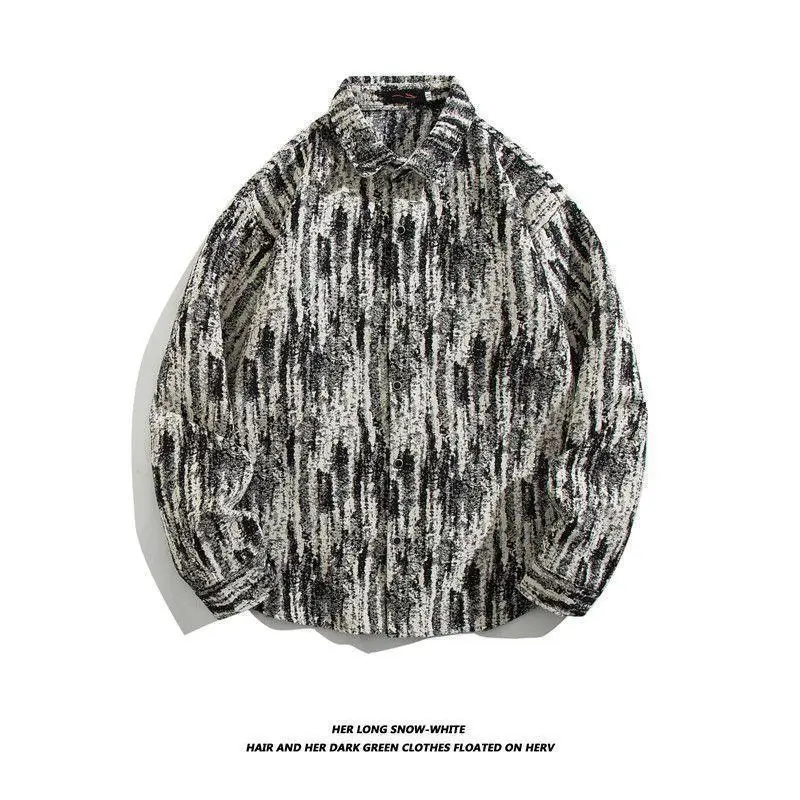 Men's Cuban Print Long Sleeve Jacket Autumn Winter