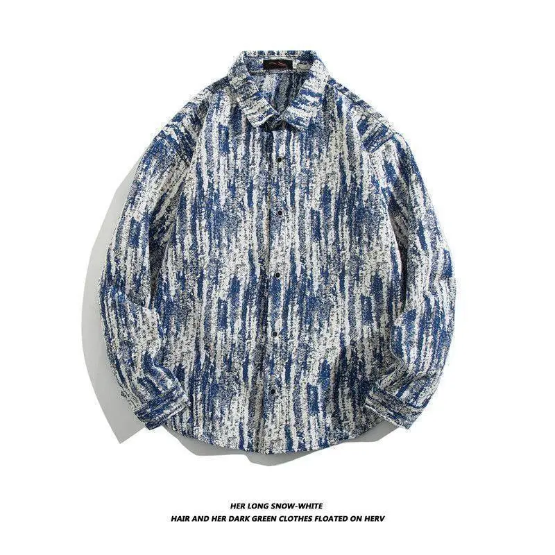 Men's Cuban Print Long Sleeve Jacket Autumn Winter