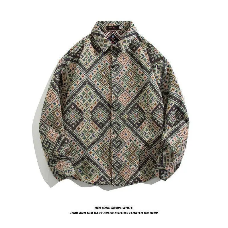 Men's Cuban Print Long Sleeve Jacket Autumn Winter