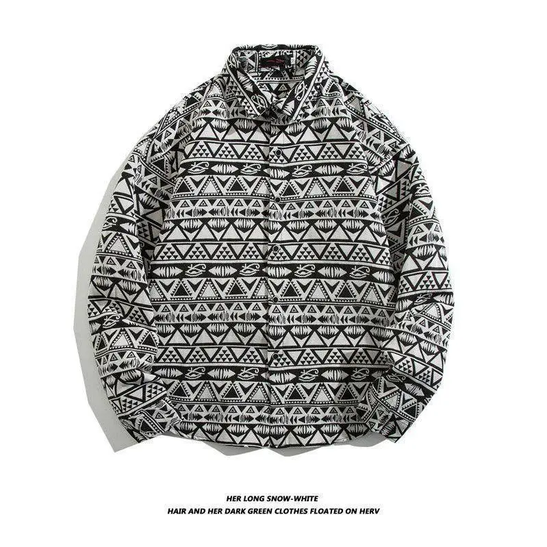 Men's Cuban Print Long Sleeve Jacket Autumn Winter
