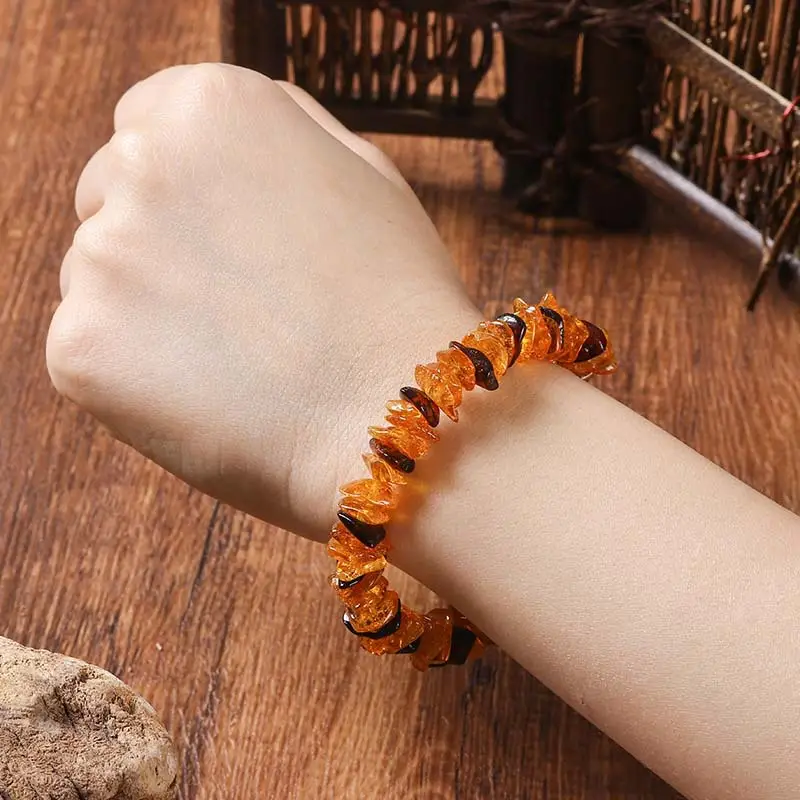 Natural Baltic Amber European Bracelet Gold Perer Blood Perer Shaped