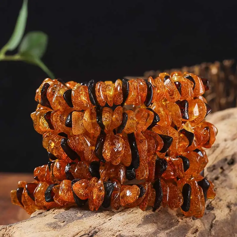 Natural Baltic Amber European Bracelet Gold Perer Blood Perer Shaped