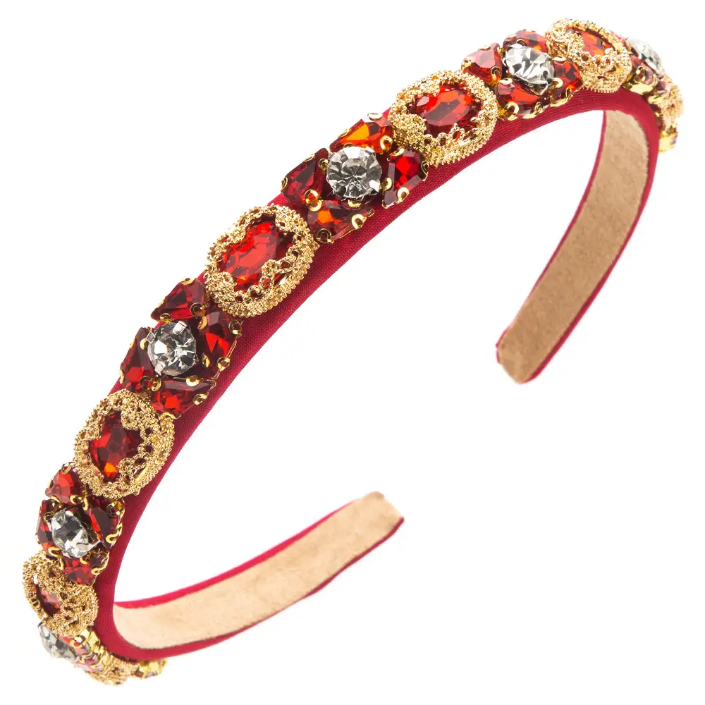 European & American Light Luxury Retro Style Hair Hoop with Glass Diamonds - Image 2