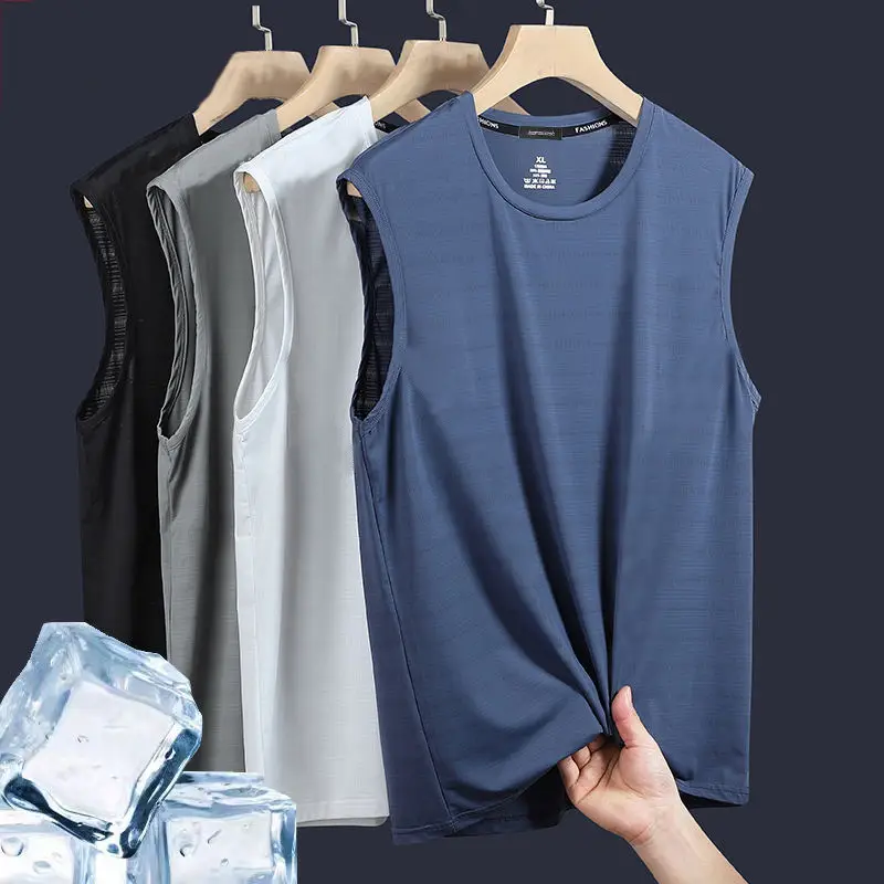 Men's Sleeveless Mesh Vest Solid White — feature 26