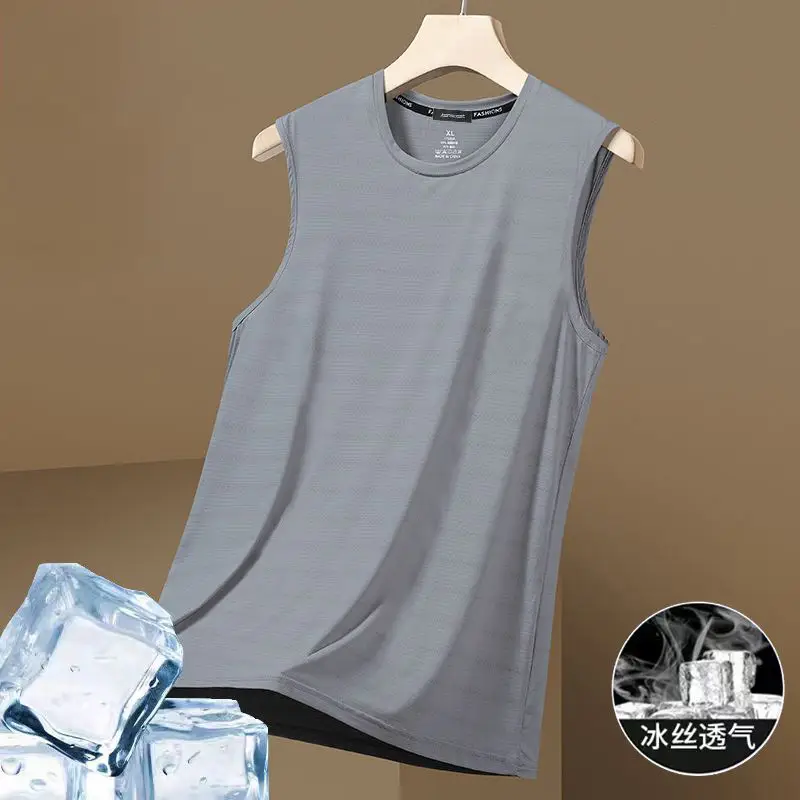 Men's Sleeveless Mesh Vest Solid White - Image 3
