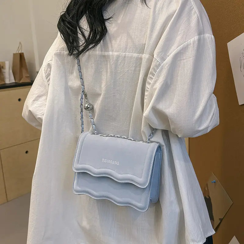 Light Blue Chain Shoulder Bag for Women 2024 Spring Summer - Image 6