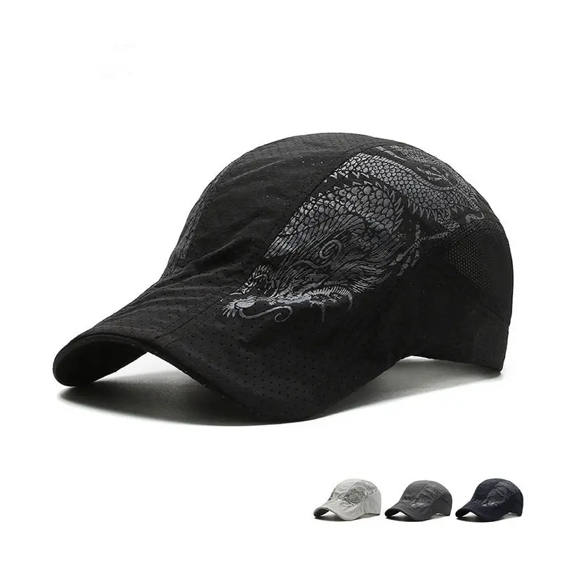 Men's Black Dragon Embroidered Cap with Mesh Back - Image 5