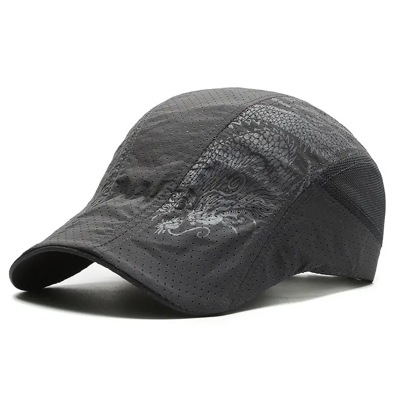 Men's Black Dragon Embroidered Cap with Mesh Back - Image 8
