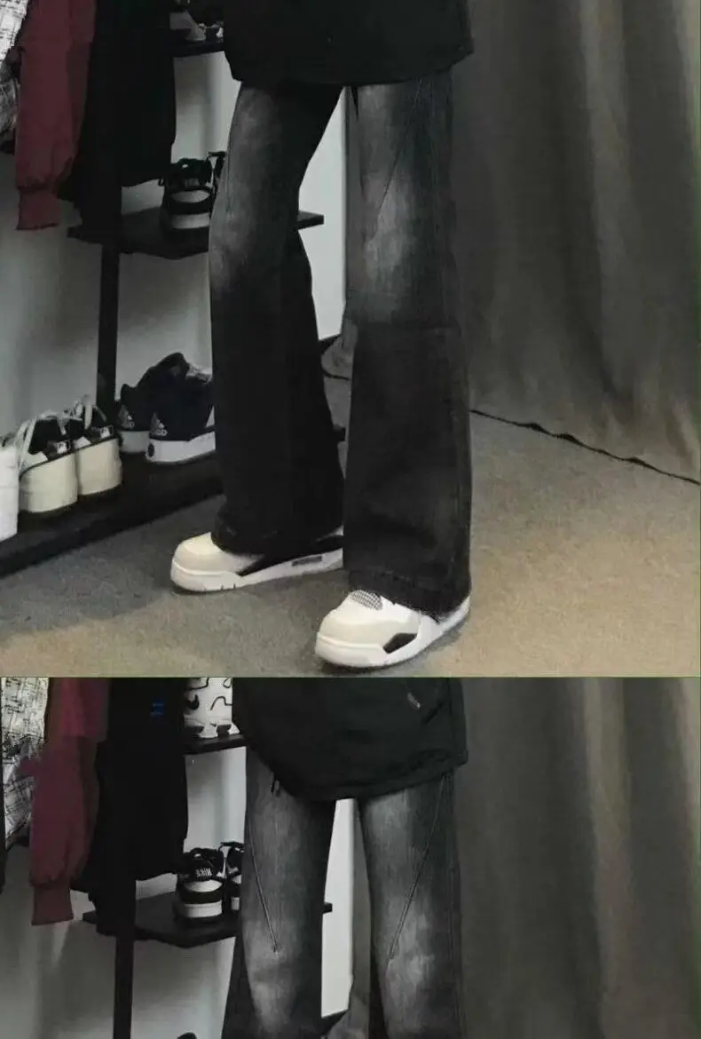 Men's Black Slim Jeans American Style Old Washed — feature 4