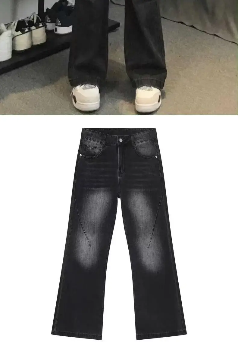 Men's Black Slim Jeans American Style Old Washed — feature 5