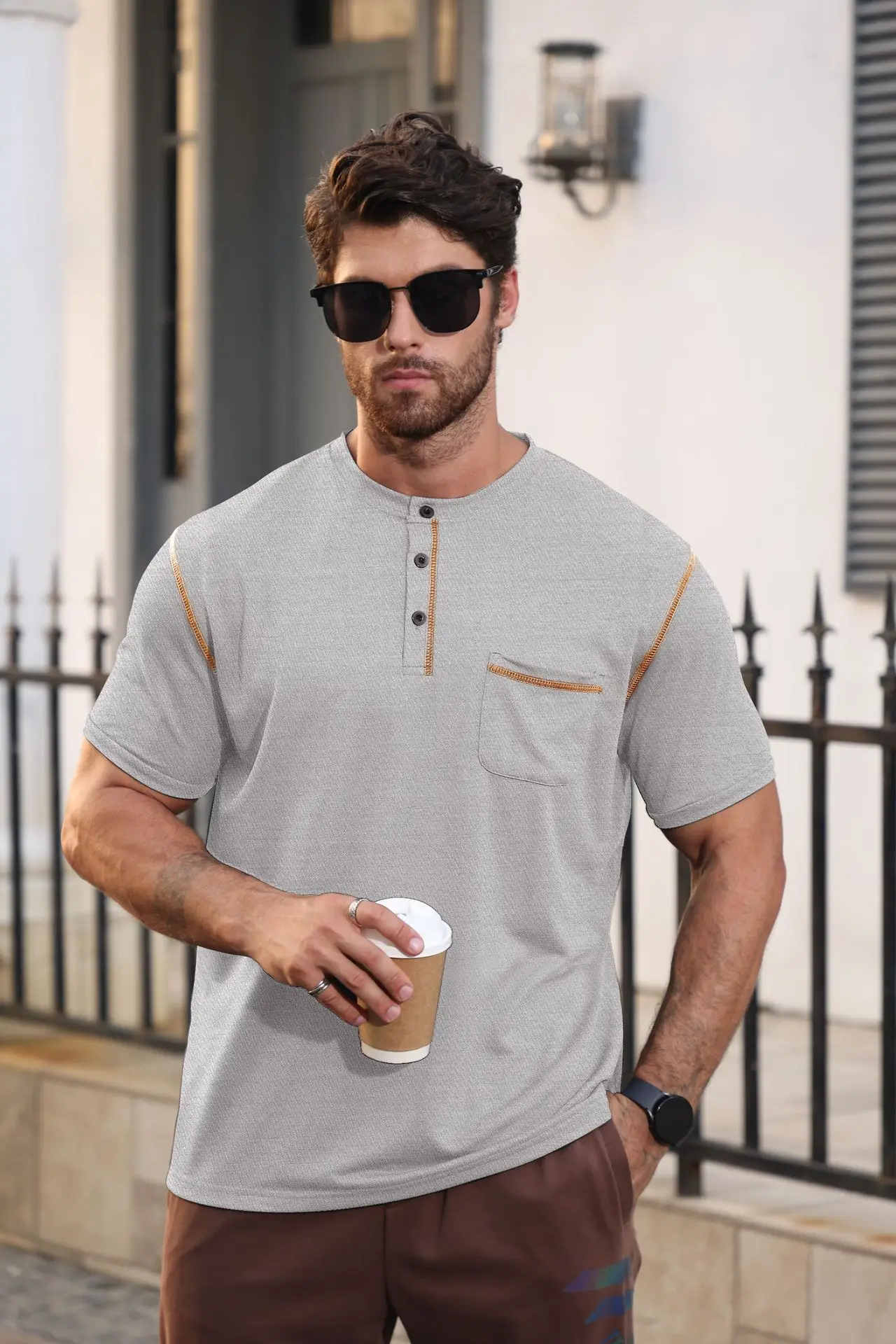Men's White Short Sleeve Polo T-Shirt Quick Dry Casual — feature 10
