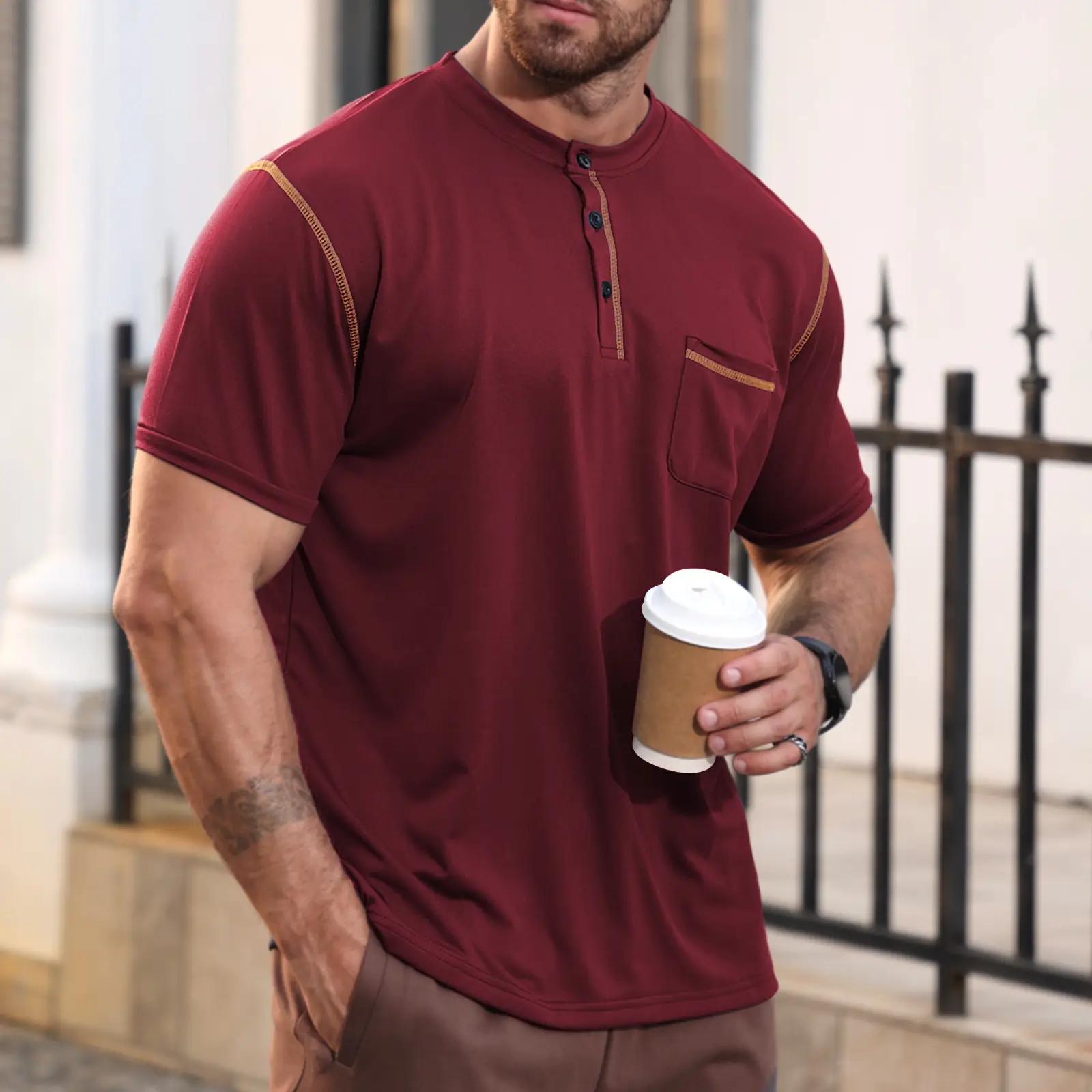 Men's White Short Sleeve Polo T-Shirt Quick Dry Casual — feature 30