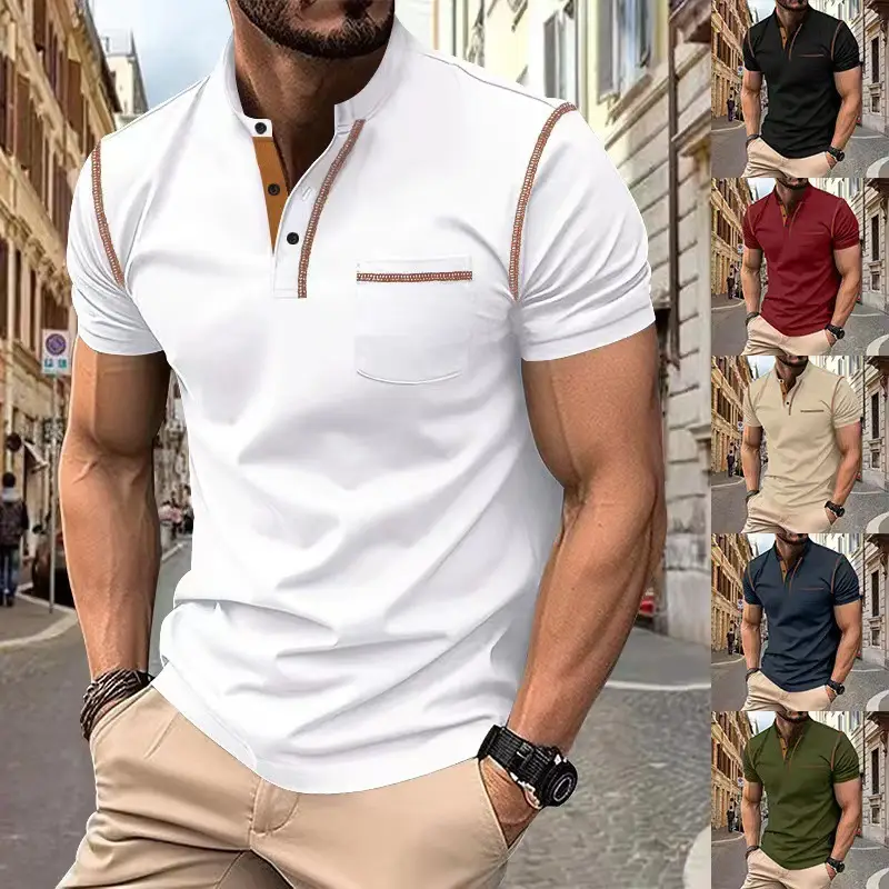 Men's White Short Sleeve Polo T-Shirt Quick Dry Casual — feature 32