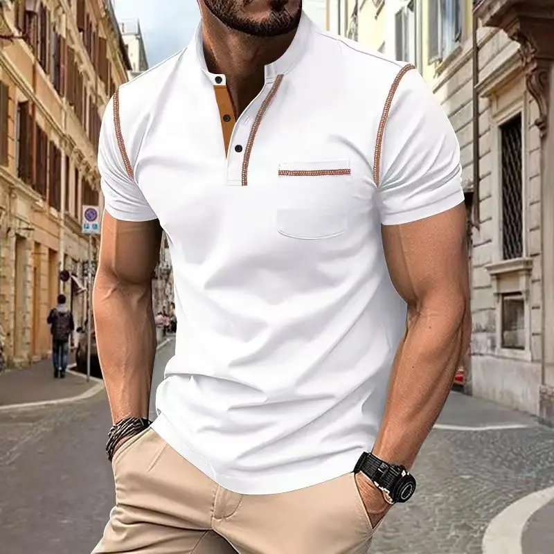 Men's White Short Sleeve Polo T-Shirt Quick Dry Casual — feature 31