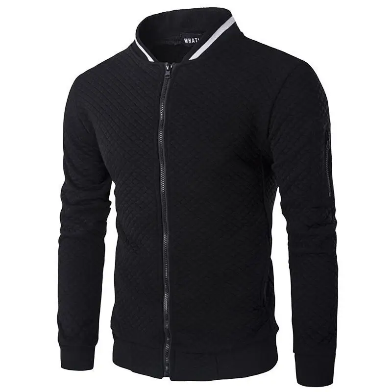 Men's Maroon Zipper Jacket Coat with Black Trim