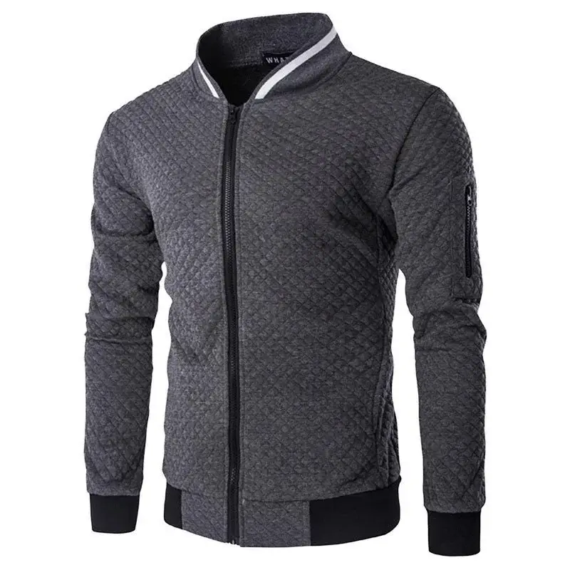 Men's Maroon Zipper Jacket Coat with Black Trim — feature 4