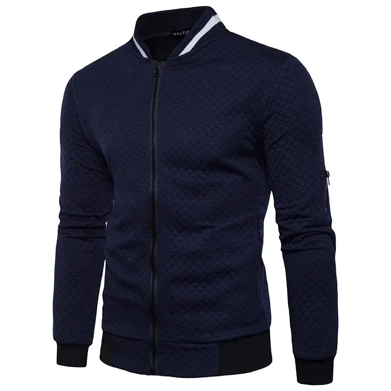 Men's Maroon Zipper Jacket Coat with Black Trim — feature 6