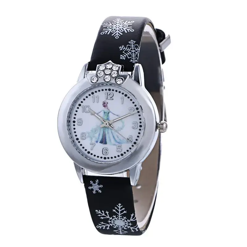 Frozen Cartoon Women's Digital Watch Black Belt Quartz