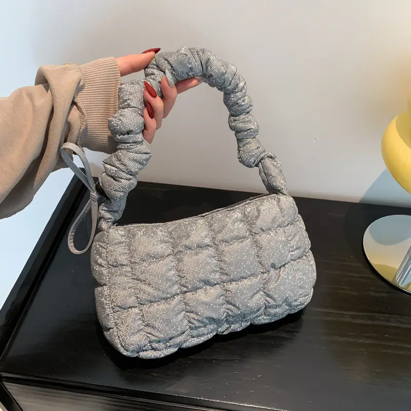 2024 Trendy Pleated Handbag with Crossbody Strap - Image 4