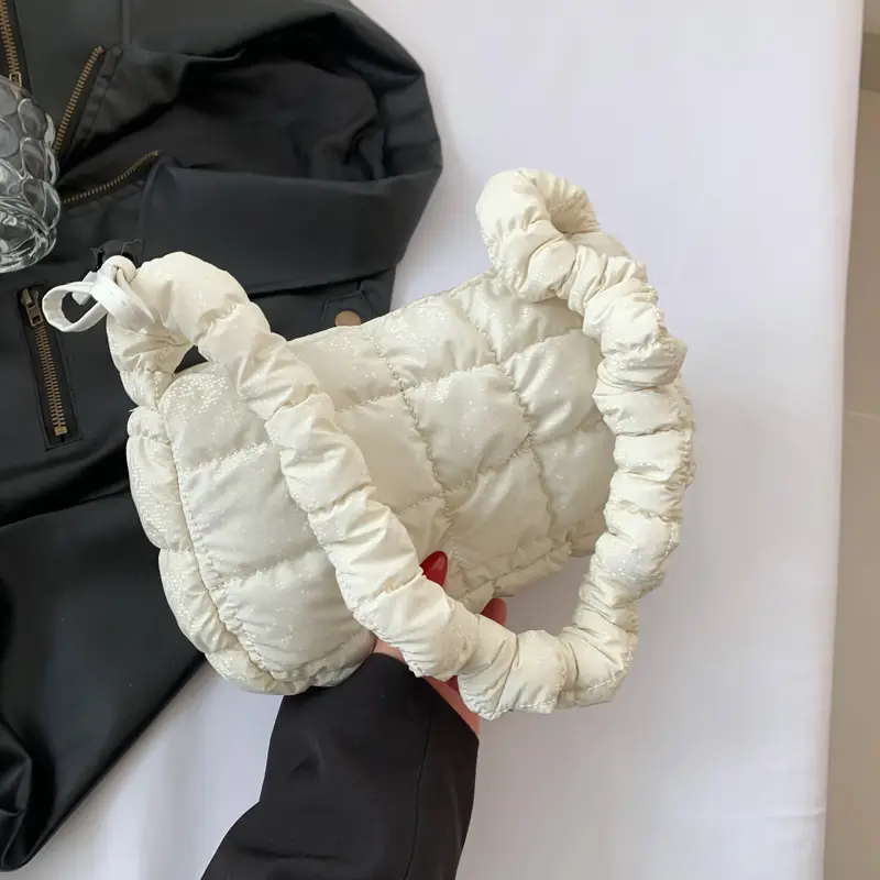 2024 Trendy Pleated Handbag with Crossbody Strap - Image 3