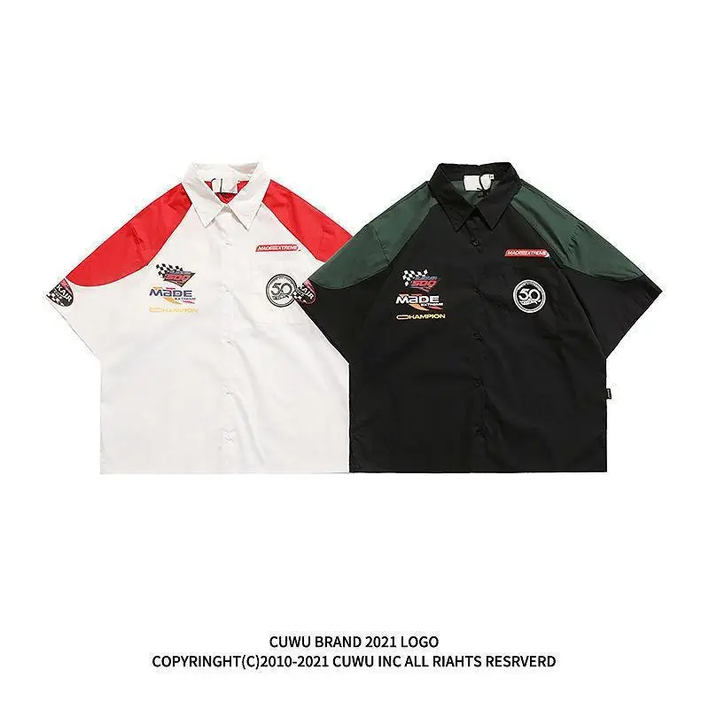 Men's Red White Motorcycle Racing Polo Shirt Short Sleeve