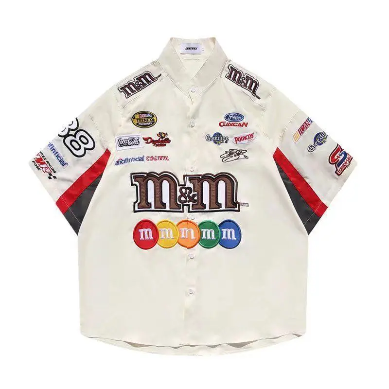 Men's Red White Motorcycle Racing Polo Shirt Short Sleeve