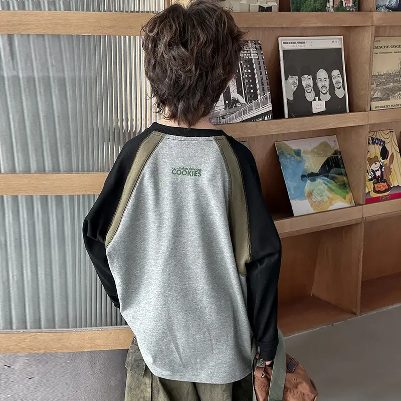 Boys Long Sleeve T-Shirt Grey Black Graphic Spring 2025 - Image 4