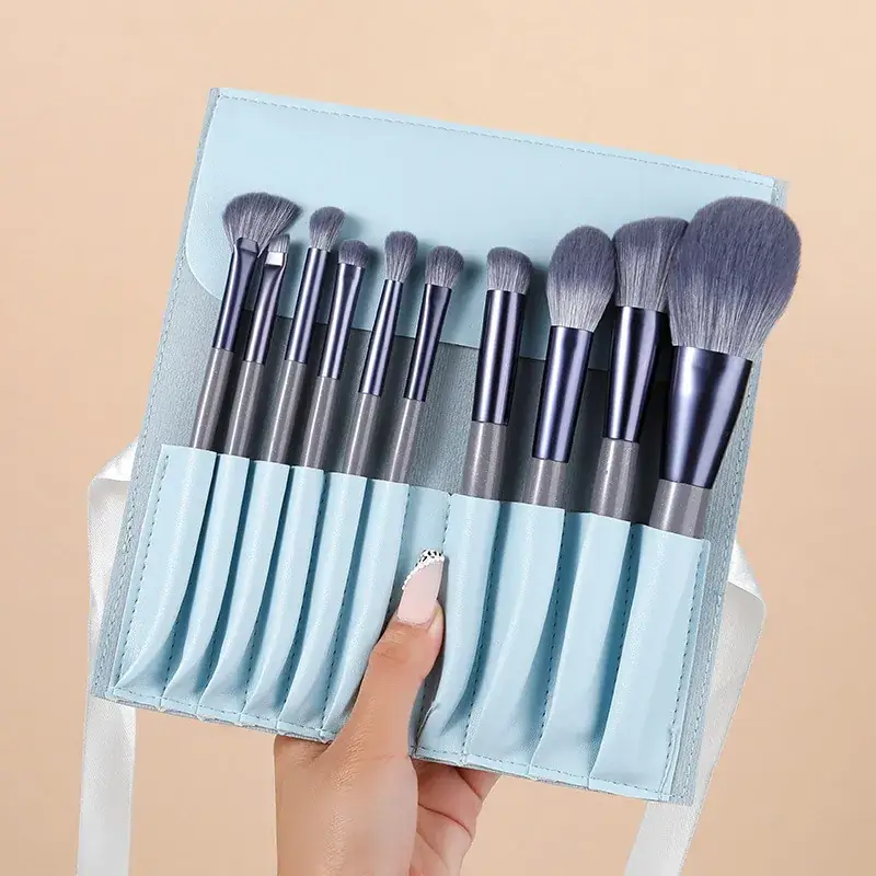 PU Cosmetic Brush Storage Bag with 5 Brushes - Image 20