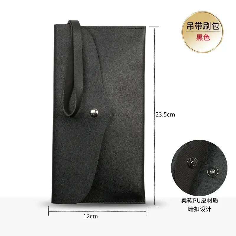 PU Cosmetic Brush Storage Bag with 5 Brushes - Image 4