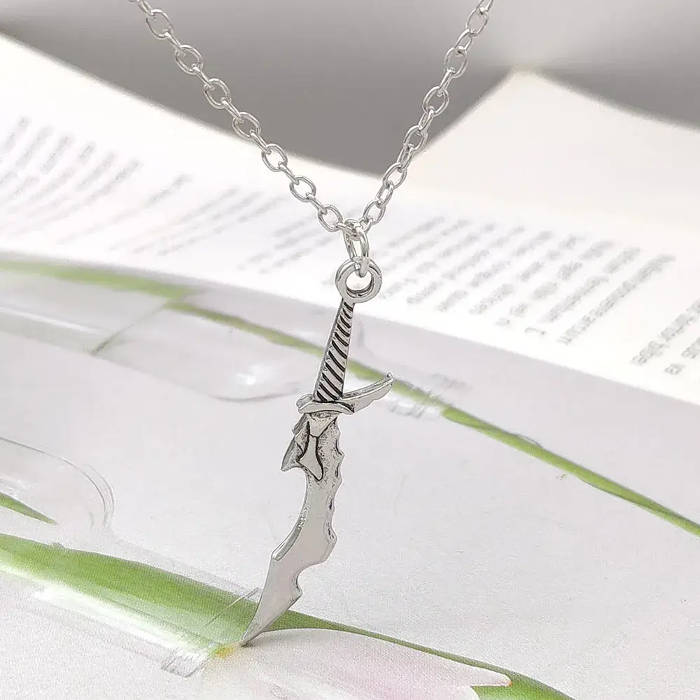 Anime Blade Necklace Pendant Silver Chain - Image 3