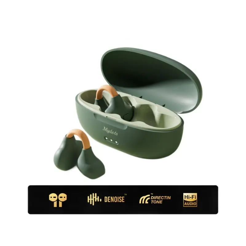 White Bluetooth Earbuds with Bone Conduction & Long Battery - Image 10