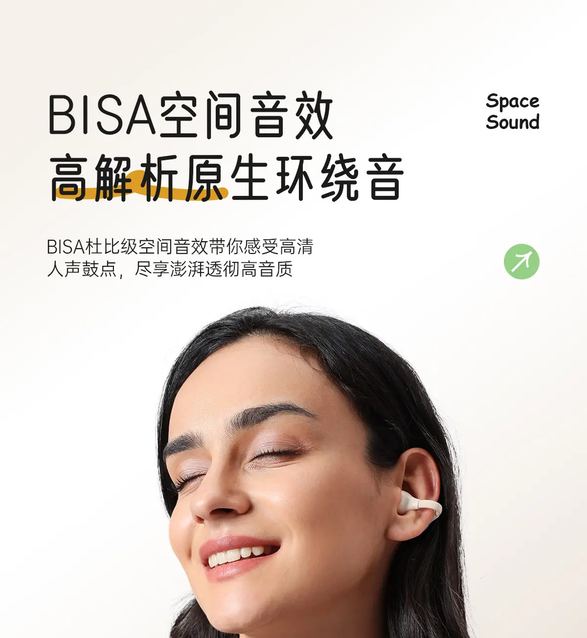 White Bluetooth Earbuds with Bone Conduction & Long Battery — feature 11