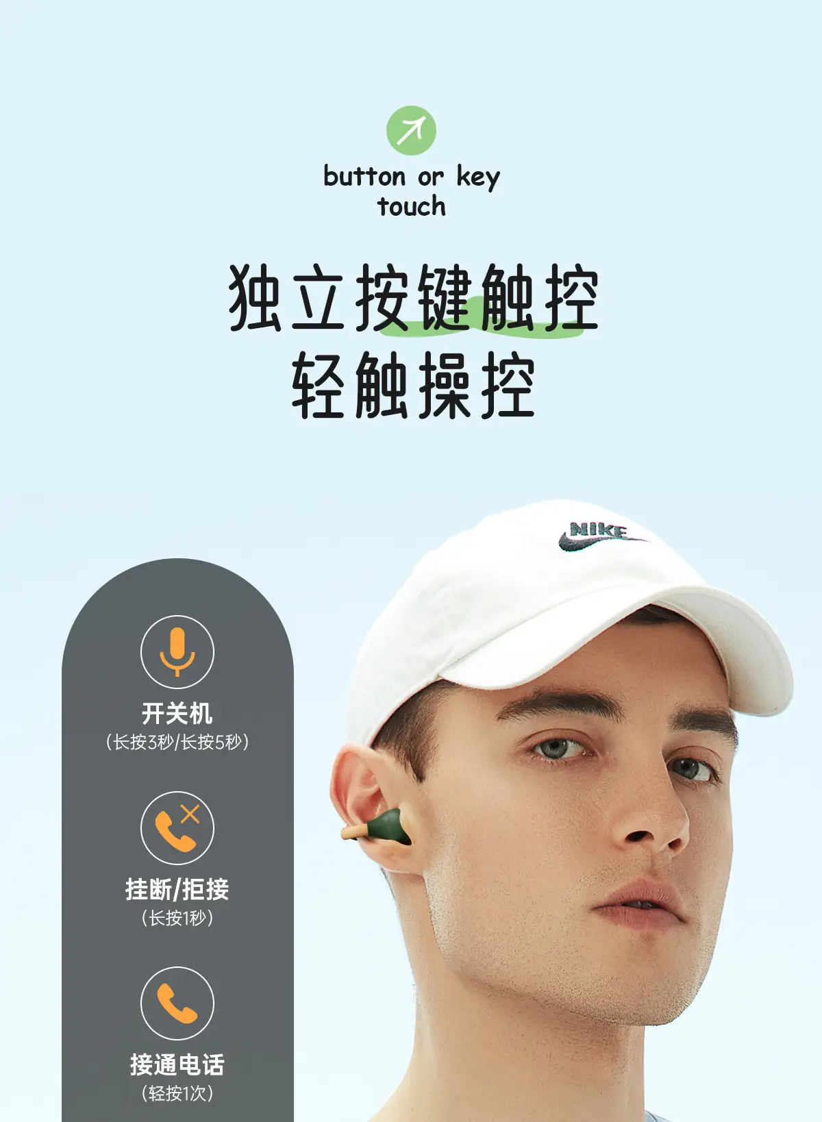 White Bluetooth Earbuds with Bone Conduction & Long Battery — feature 29