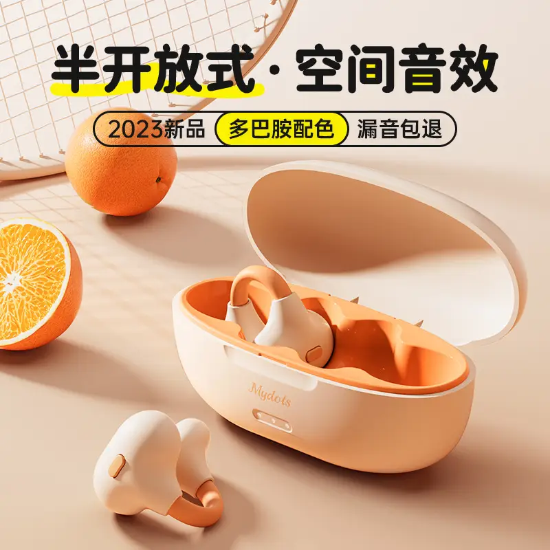 White Bluetooth Earbuds with Bone Conduction & Long Battery - Image 2