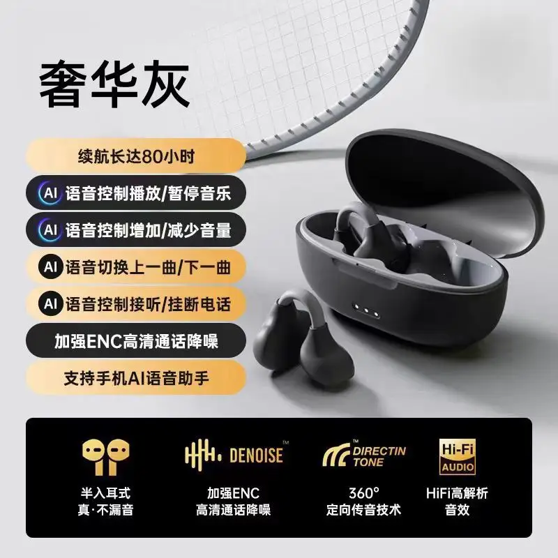 White Bluetooth Earbuds with Bone Conduction & Long Battery - Image 5