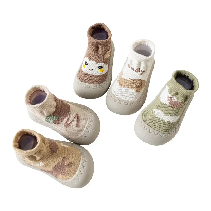 Baby Face Socks for Newborns Brown Non-Slip Indoor Wear - Image 8