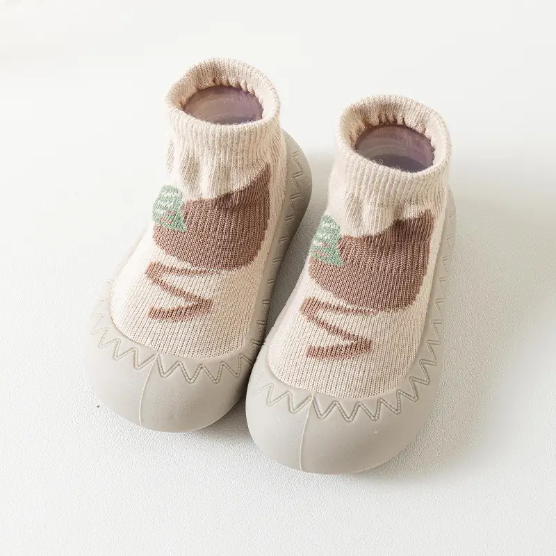 Baby Face Socks for Newborns Brown Non-Slip Indoor Wear - Image 2