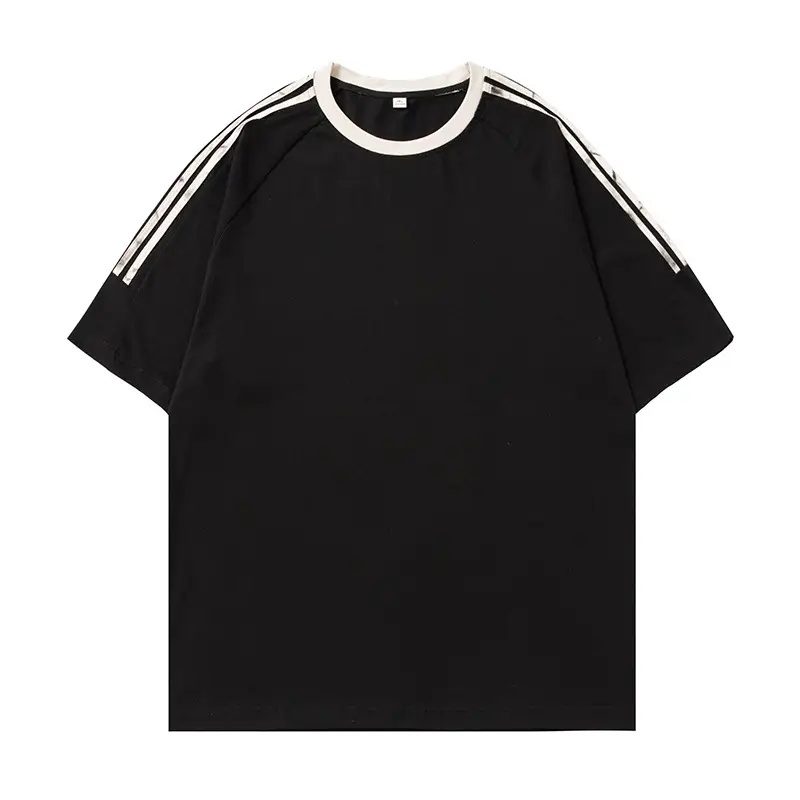 Men Purple Contrast Neckline Short Sleeve T-Shirt - Image 7