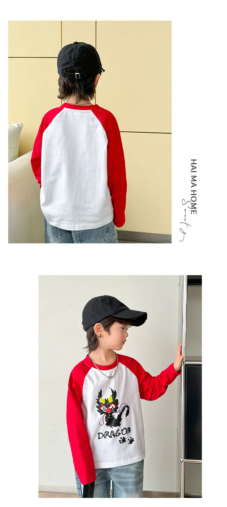 Kids Cotton Long Sleeve T-Shirt with Cartoon Print — feature 10