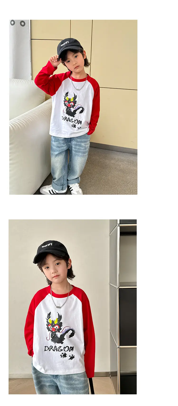 Kids Cotton Long Sleeve T-Shirt with Cartoon Print — feature 11