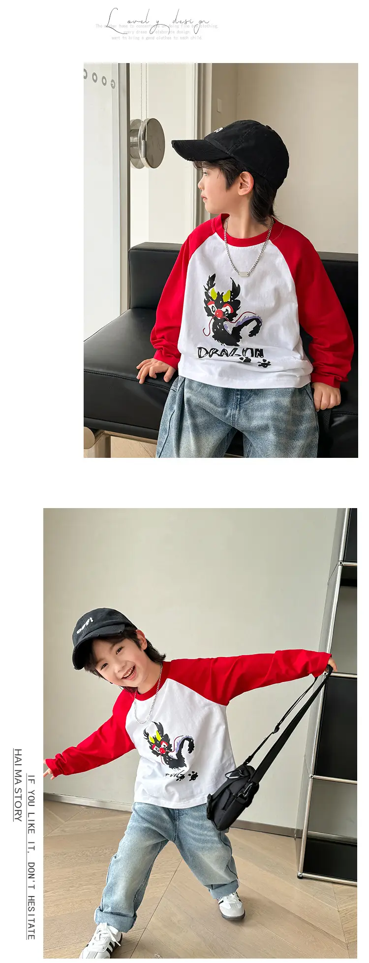 Kids Cotton Long Sleeve T-Shirt with Cartoon Print — feature 8
