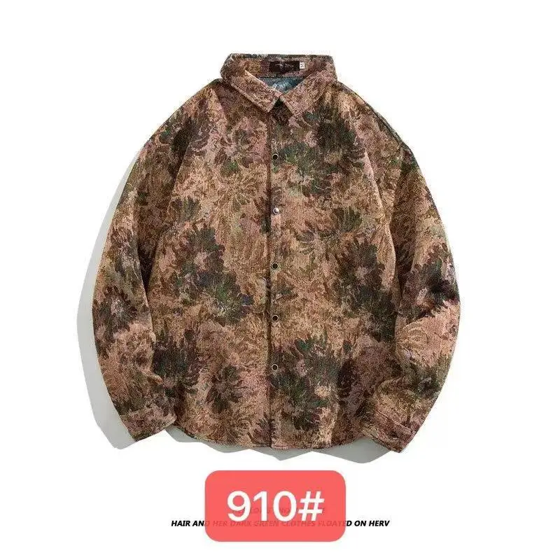 Vintage Baroque Embroidered Long Sleeve Shirt Men