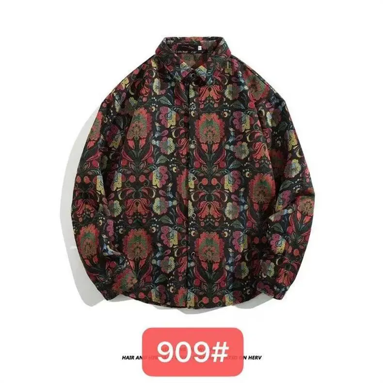 Vintage Baroque Embroidered Long Sleeve Shirt Men — feature 10
