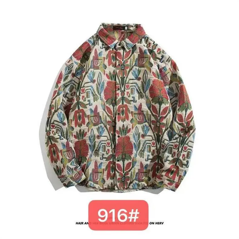 Vintage Baroque Embroidered Long Sleeve Shirt Men — feature 16