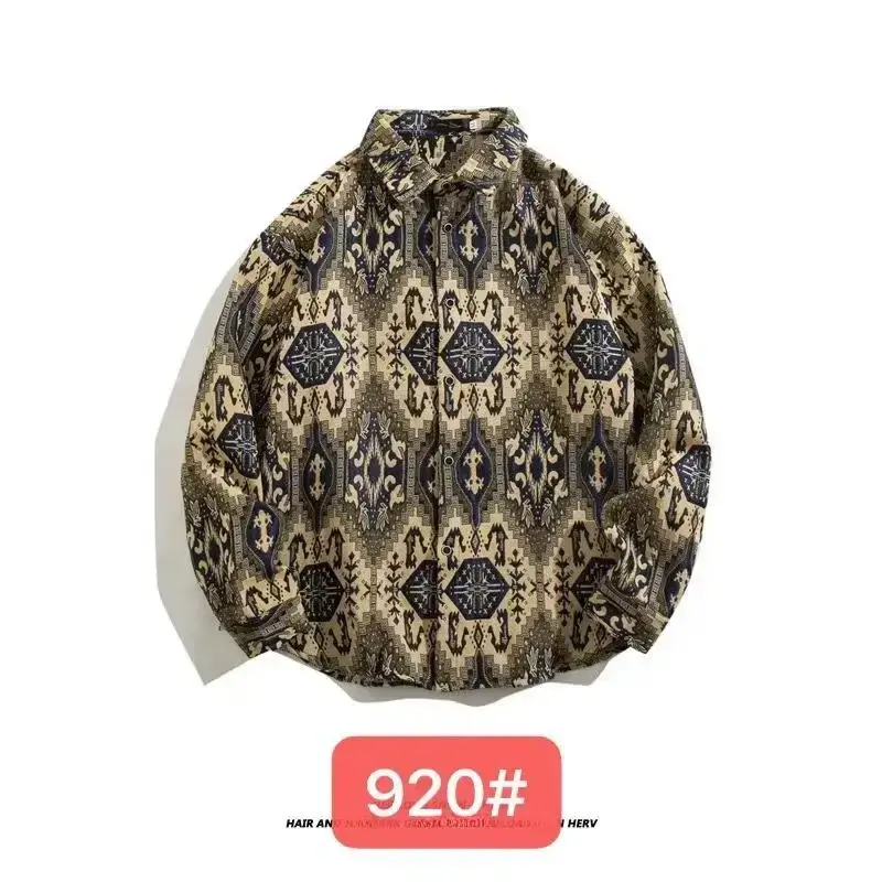 Vintage Baroque Embroidered Long Sleeve Shirt Men
