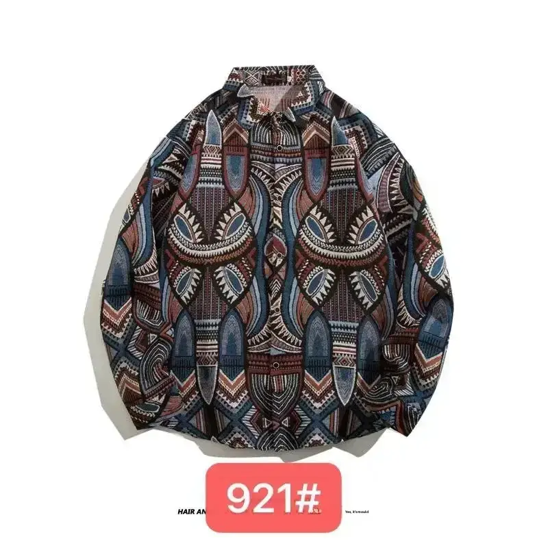 Vintage Baroque Embroidered Long Sleeve Shirt Men