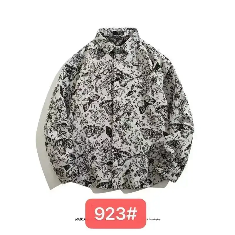 Vintage Baroque Embroidered Long Sleeve Shirt Men
